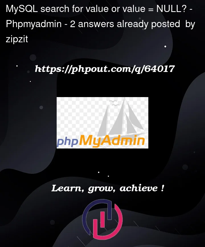 Question 64017 in PhpMyAdmin