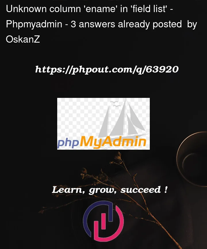 Question 63920 in PhpMyAdmin