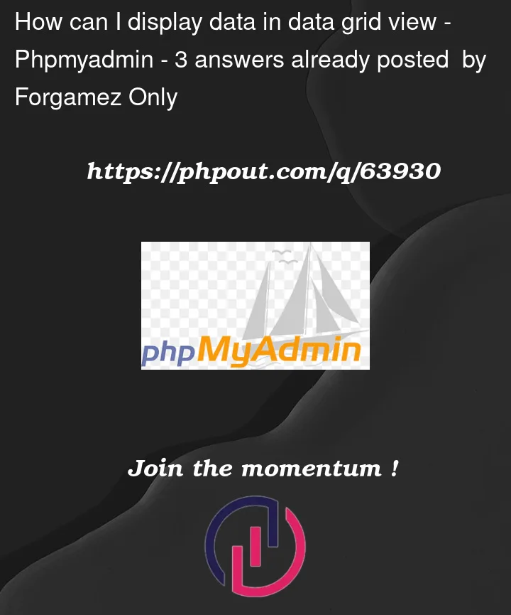 Question 63930 in PhpMyAdmin