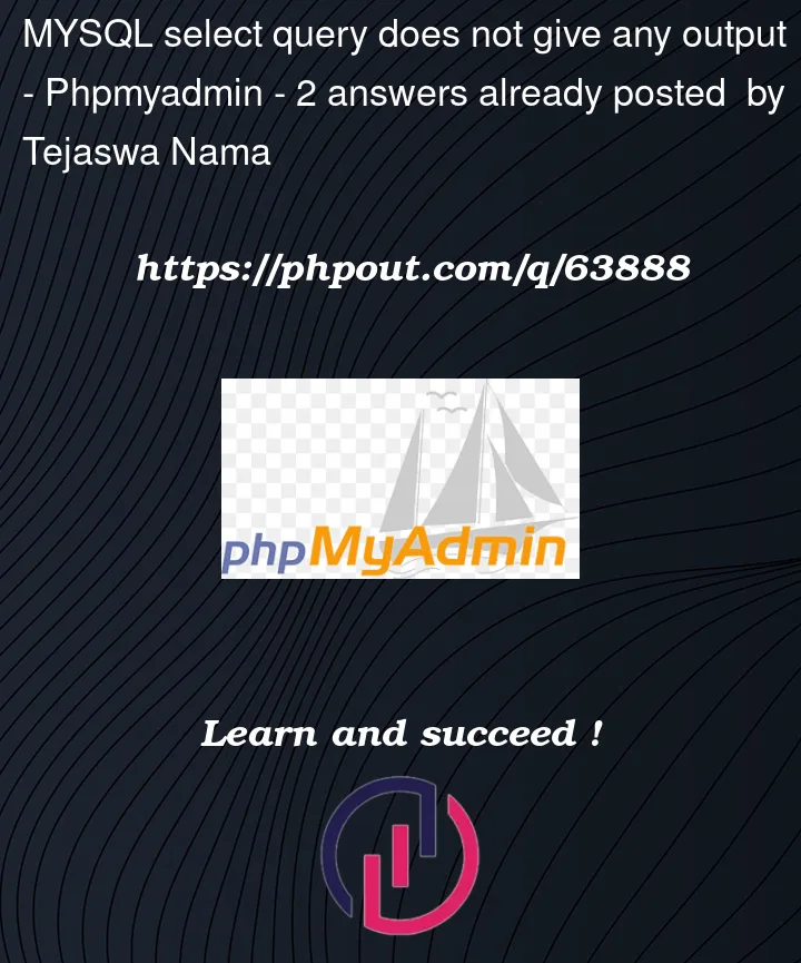 Question 63888 in PhpMyAdmin