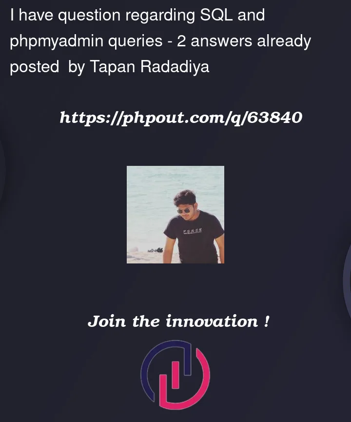 Question 63840 in PhpMyAdmin