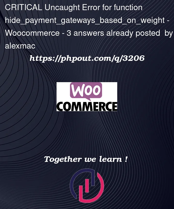 Question 3206 in Woocommerce