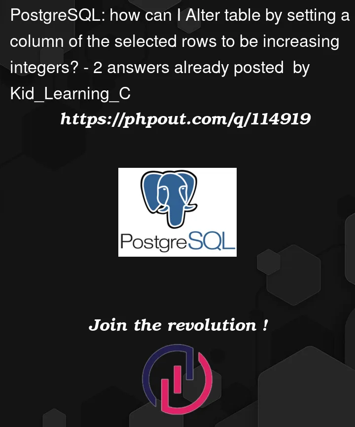 Question 114919 in PostgreSQL