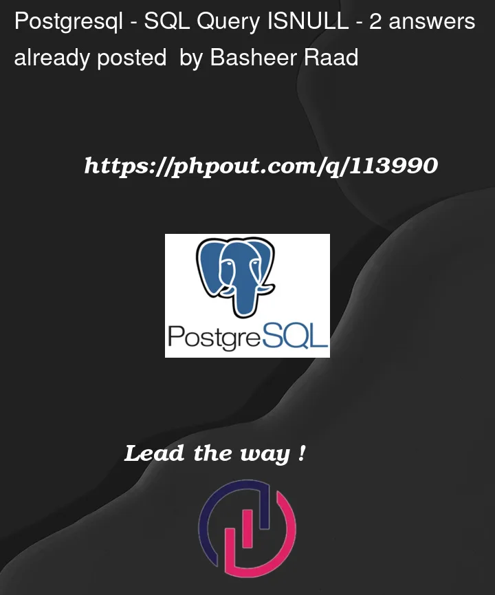 Question 113990 in PostgreSQL