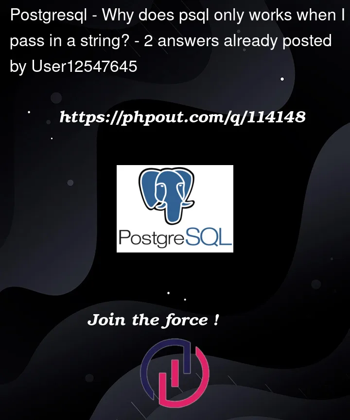 Question 114148 in PostgreSQL