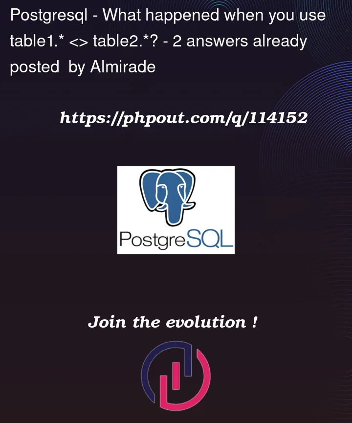 Question 114152 in PostgreSQL