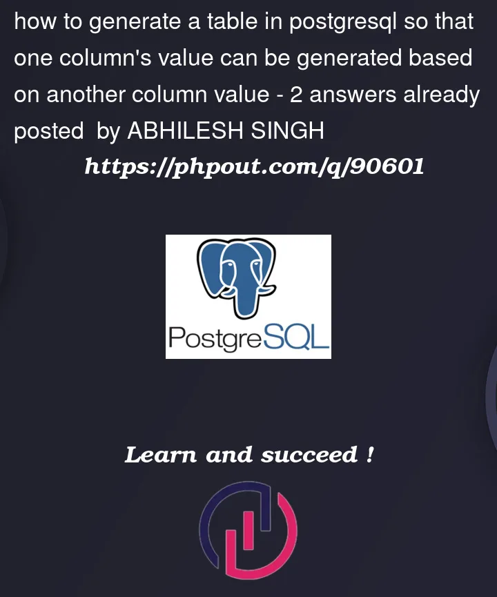 Question 90601 in PostgreSQL