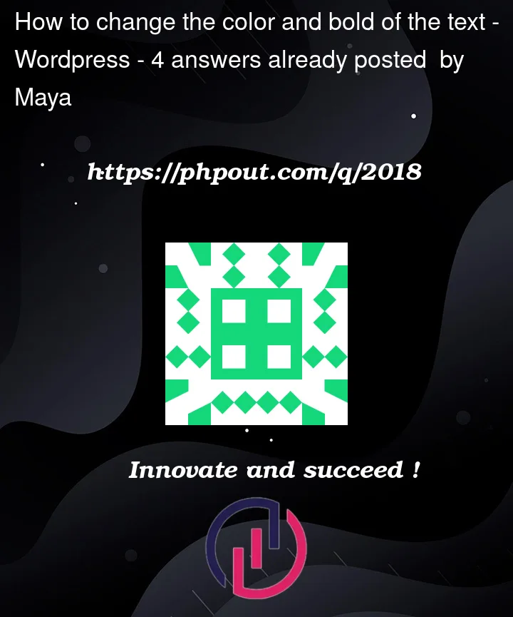 Question 2018 in Wordpress