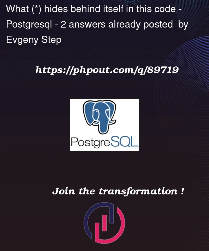 Question 89719 in PostgreSQL