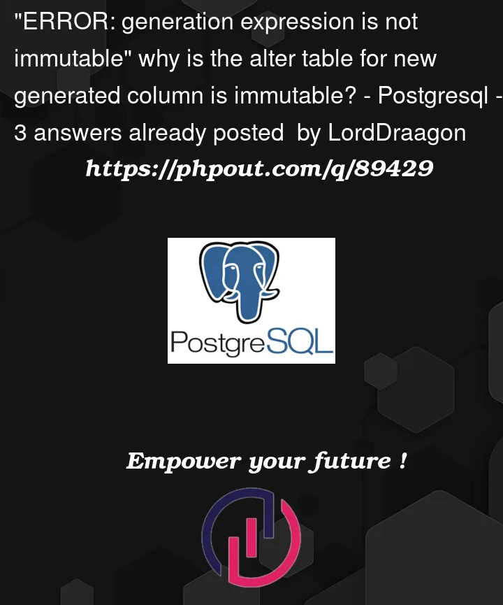 Question 89429 in PostgreSQL