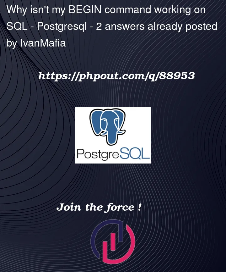 Question 88953 in PostgreSQL