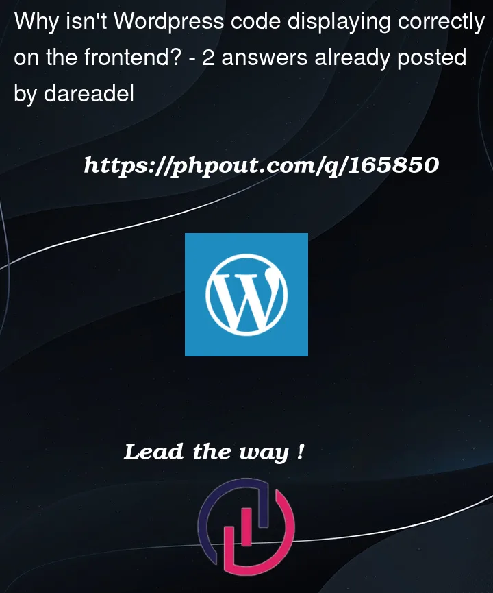 Question 165850 in Wordpress