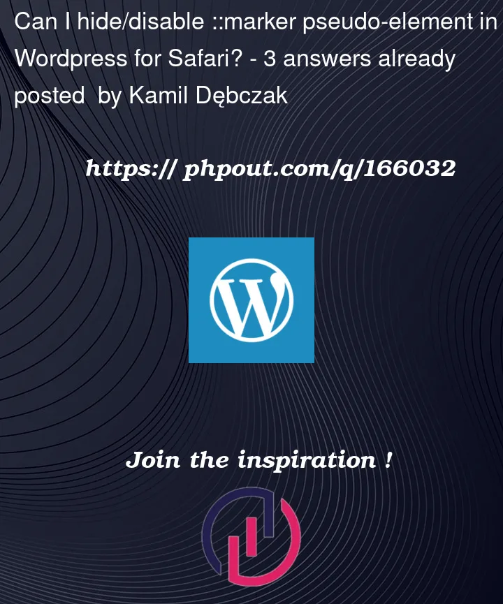 Question 166032 in Wordpress