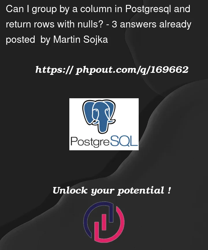 Question 169662 in PostgreSQL