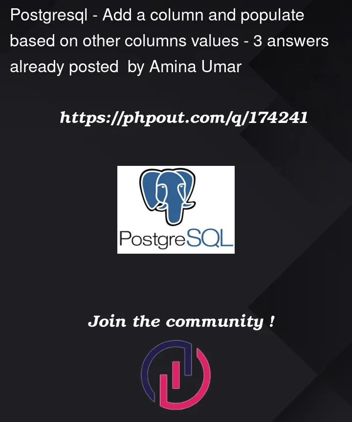 Question 174241 in PostgreSQL