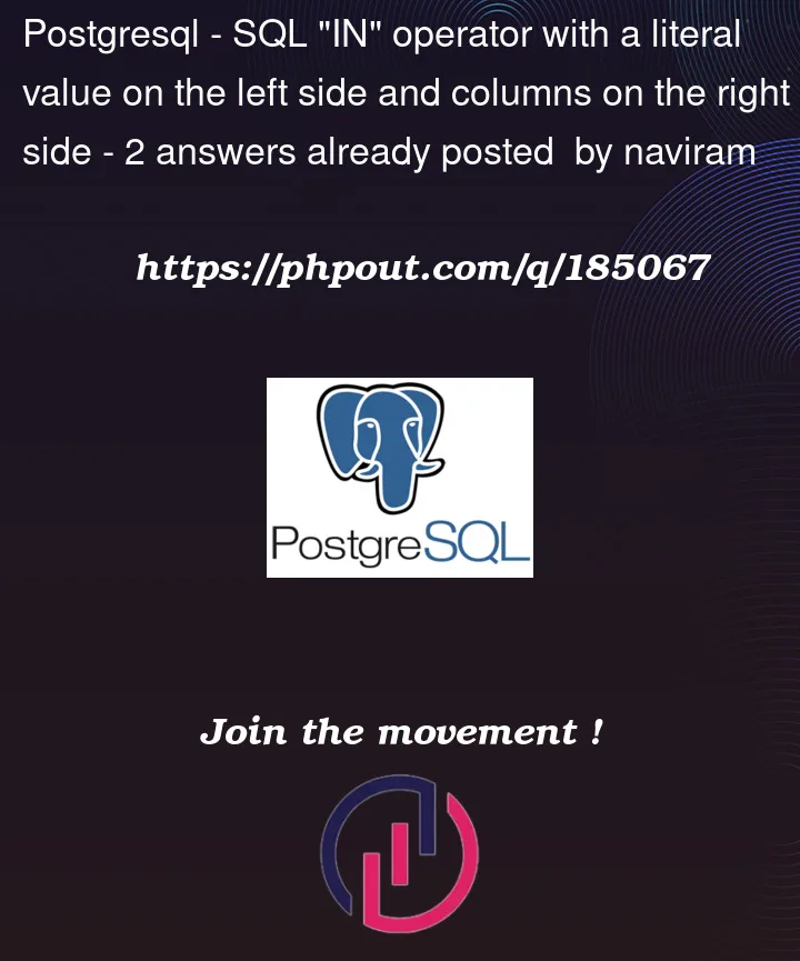 Question 185067 in PostgreSQL