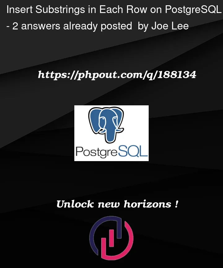 Question 188134 in PostgreSQL