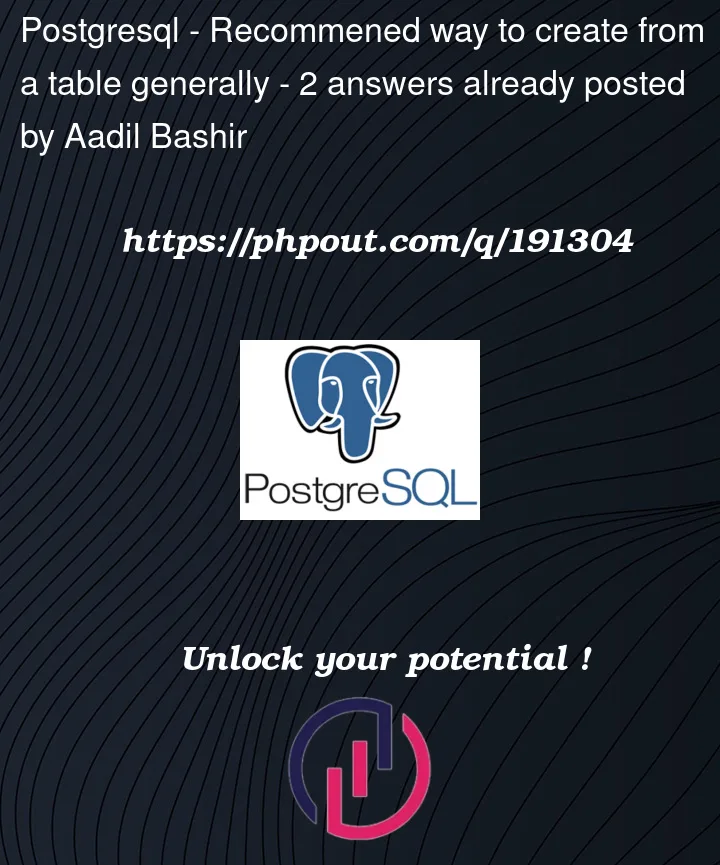 Question 191304 in PostgreSQL