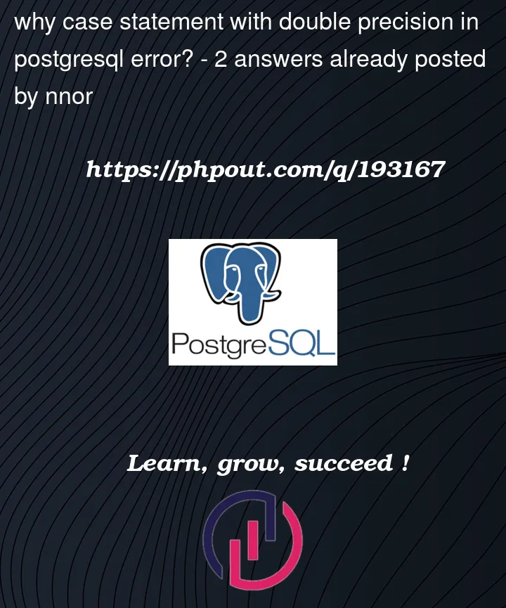 Question 193167 in PostgreSQL