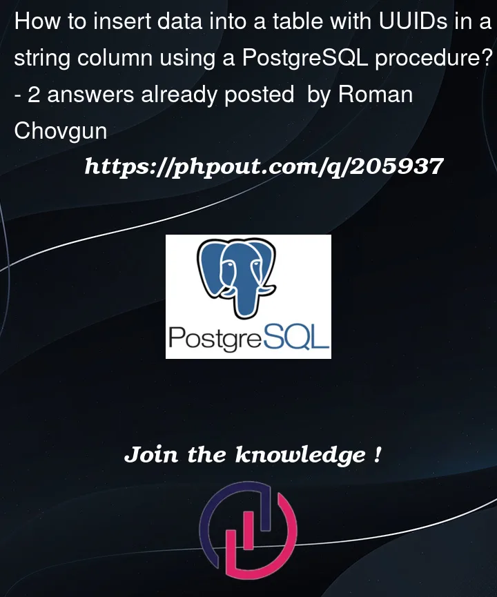 Question 205937 in PostgreSQL