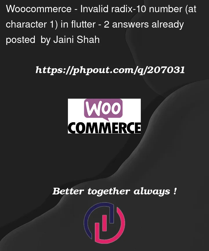 Question 207031 in Woocommerce