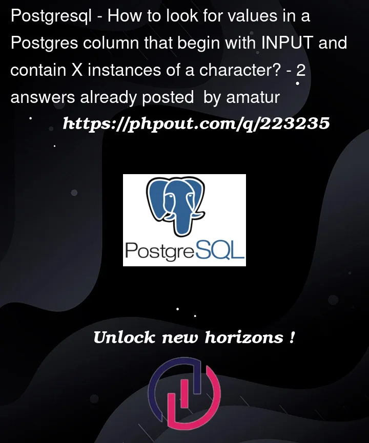 Question 223235 in PostgreSQL