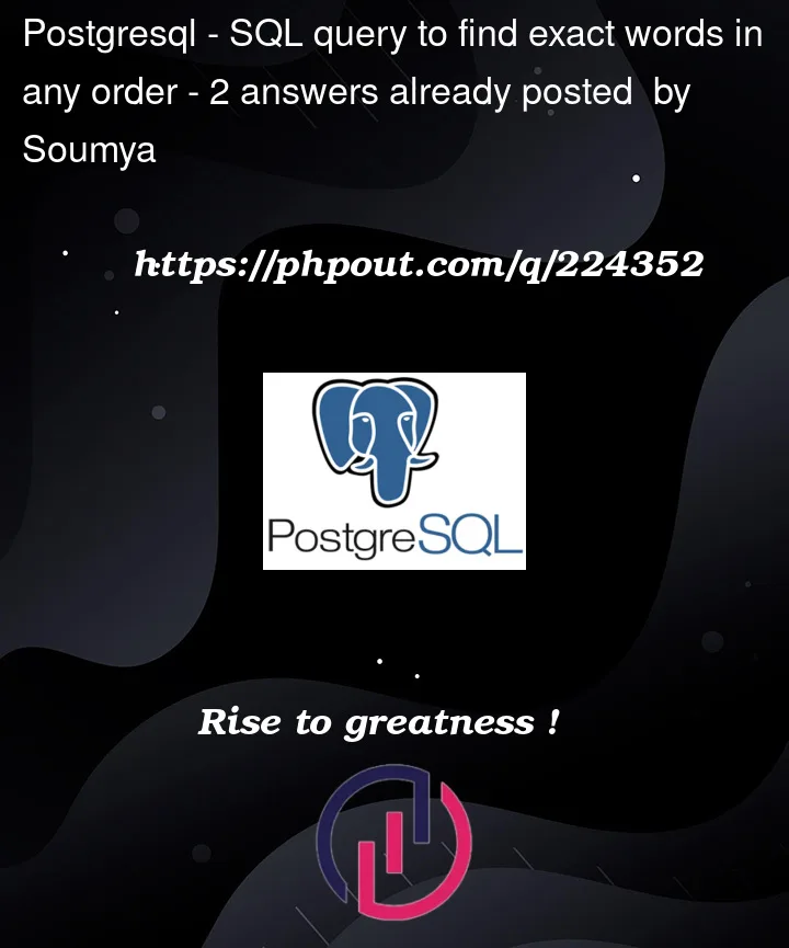 Question 224352 in PostgreSQL