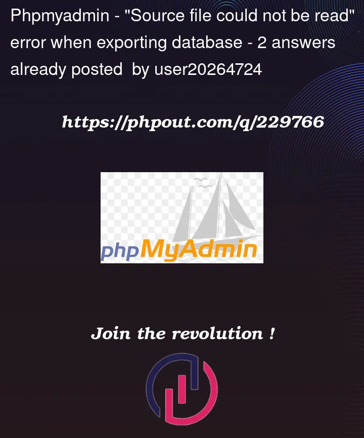 Question 229766 in PhpMyAdmin