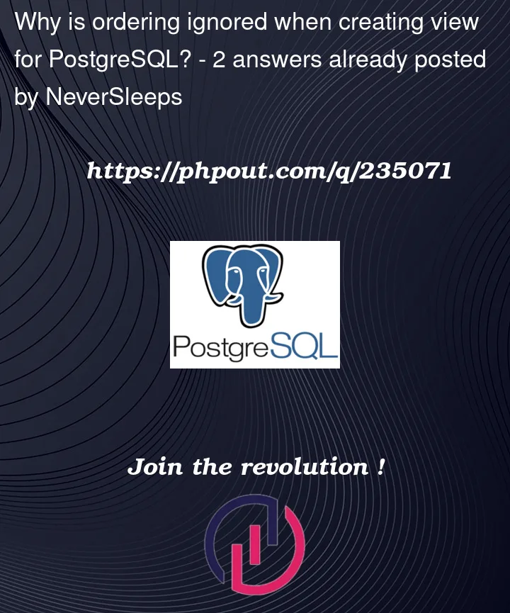 Question 235071 in PostgreSQL