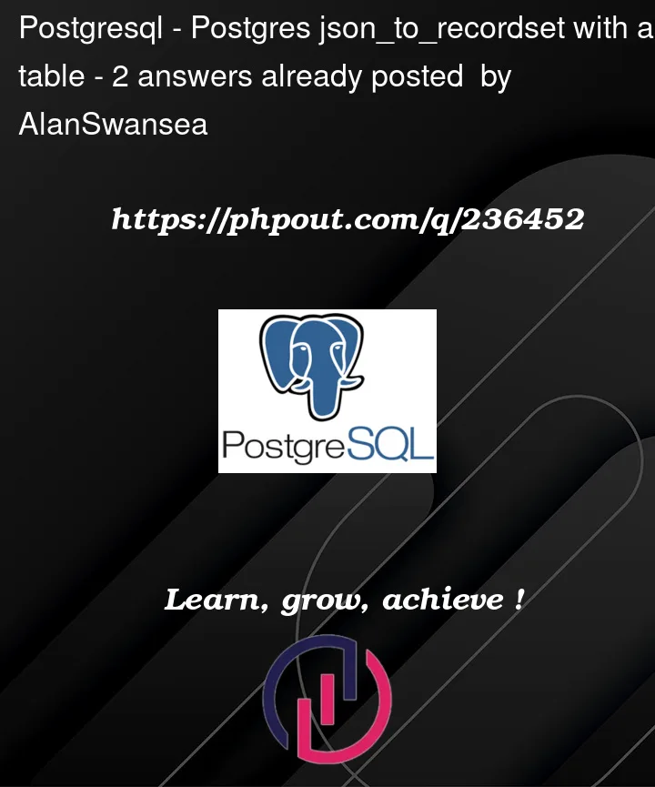 Question 236452 in PostgreSQL