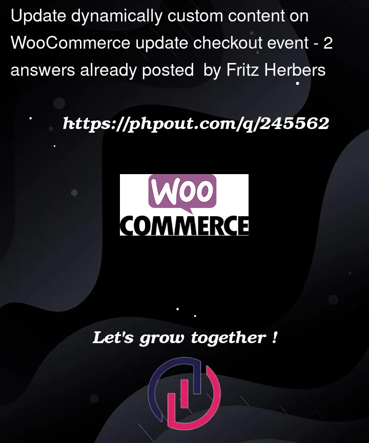 Question 245562 in Woocommerce