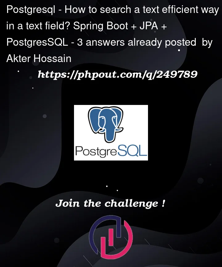 Question 249789 in PostgreSQL