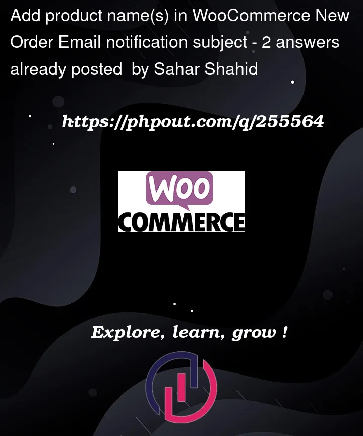 Question 255564 in Woocommerce