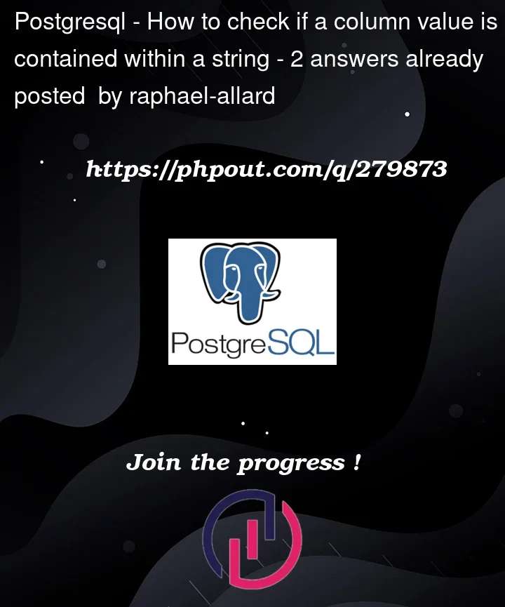 Question 279873 in PostgreSQL