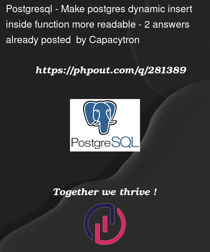 Question 281389 in PostgreSQL