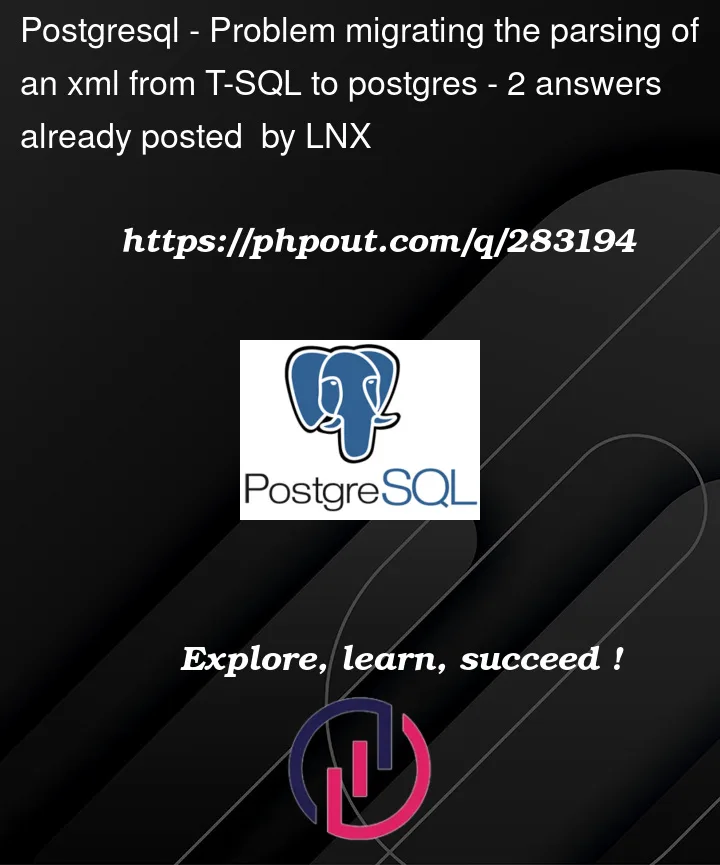 Question 283194 in PostgreSQL