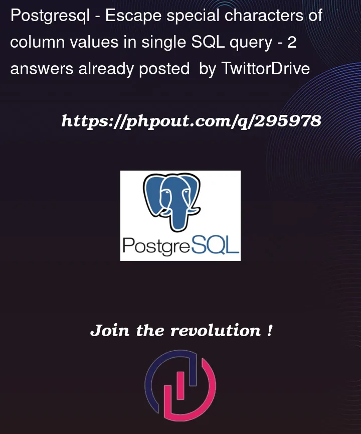 Question 295978 in PostgreSQL