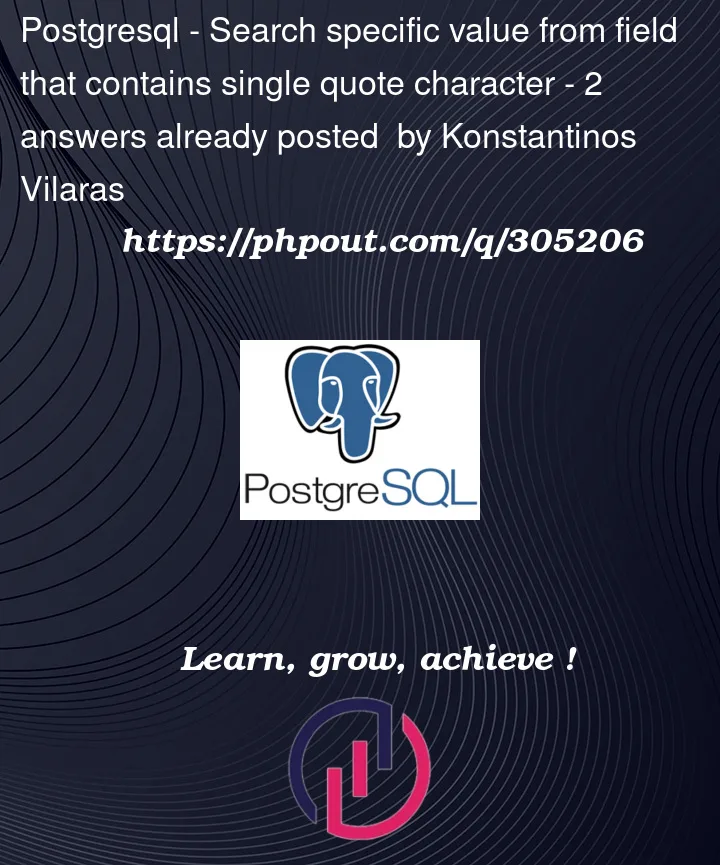 Question 305206 in PostgreSQL